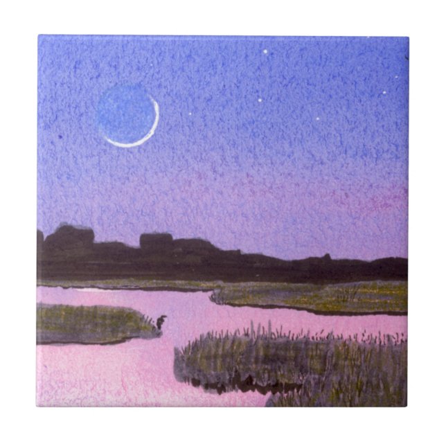 Heron and Moon Tile (Front)