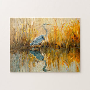 Heron at Dawn by the Water Jigsaw Puzzle