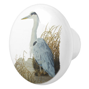 Heron At Marsh Edge Ceramic Knob