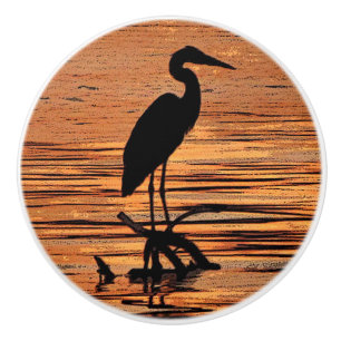 Heron at Sunset Ceramic Knob