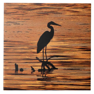 Heron at Sunset Ceramic Tile