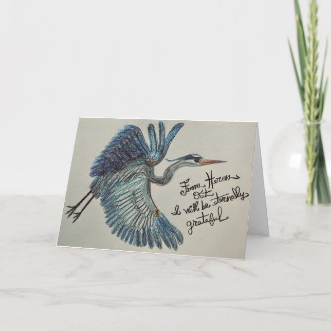 Heron Bird is Eternally Grateful Thank you Card (Front)