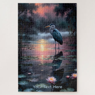 Heron by the Lakeside Wall Art Jigsaw Puzzle