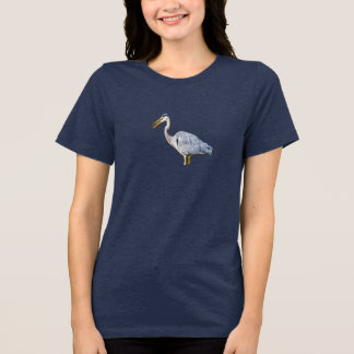 Heron Catching Prey Clipart - Grey Heron With Fish Tri-Blend Shirt