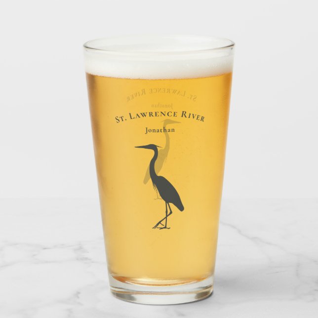 Heron Egret silhouette coastal wetlands bird Glass (Front Filled)