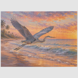 Heron Flying Over Ocean Decoupage Tissue Paper