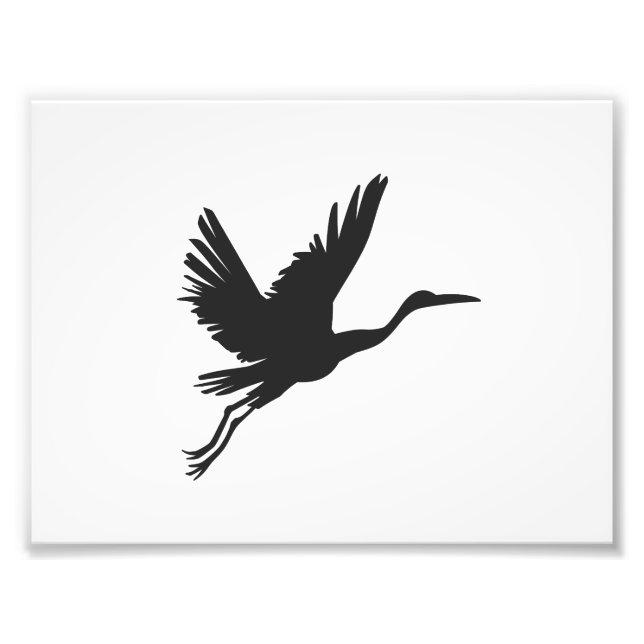 Heron flying silhouette - Choose background colour Photo Print (Front)