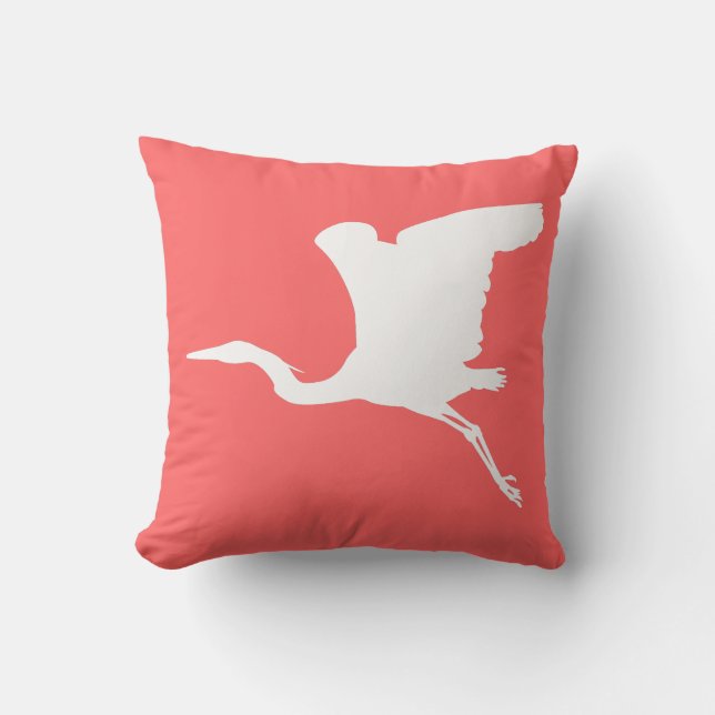 Heron in Flight Silhouette  Cushion (Front)