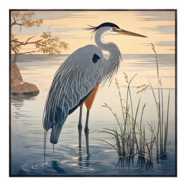 Heron in Lake Photo Print (Front)