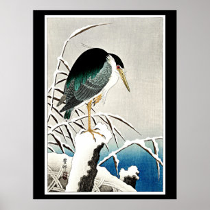 Heron in Snow, fine art by Ohara Koson, Poster