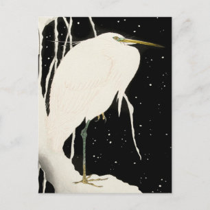 Heron in Snow - Ohara Koson - Vintage Art  Postcard