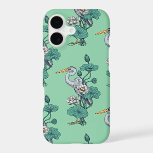 Heron in the White Lotus Garden on jade
