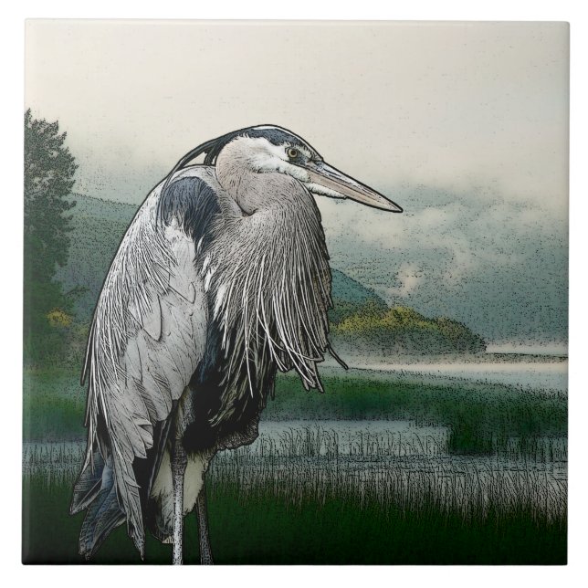 Heron Lake Ceramic Tile (Front)