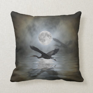 Heron Moon Fantasy Wildlife Animal Heron-lover Cushion