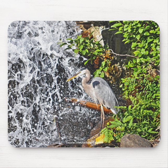 Heron, Moon & Waterfall Photography Mousemat (Front)