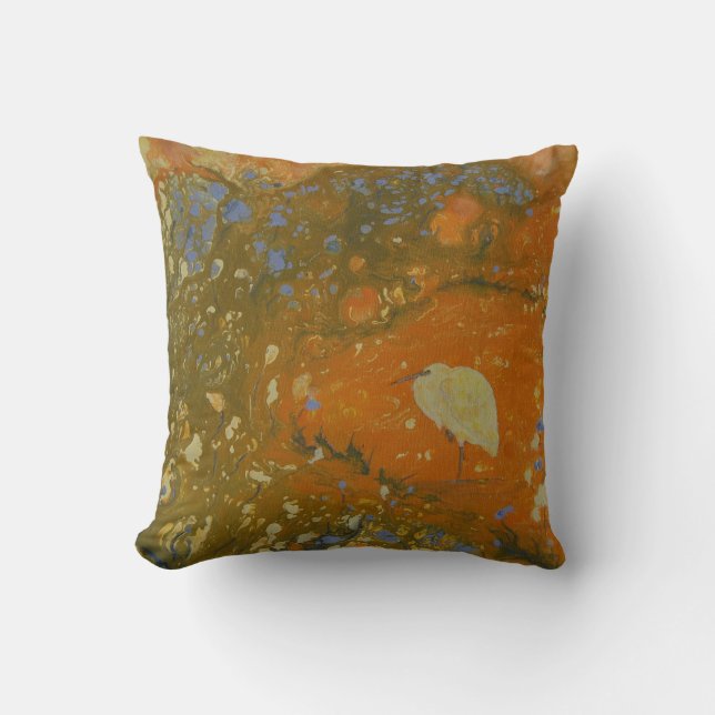 Heron on abstract background, unique, pretty cushion (Front)