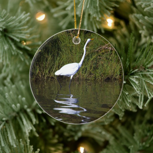Heron Photo Ceramic Ornament (Tree)