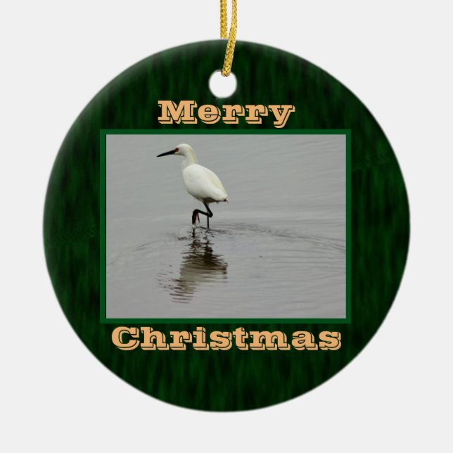 Heron Photo Ceramic Ornament (Front)