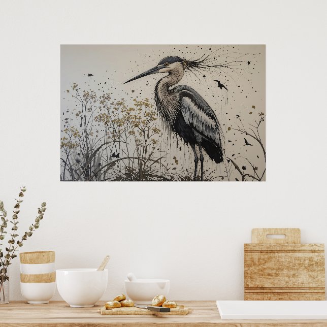 Heron’s Elegance Poster (Kitchen)