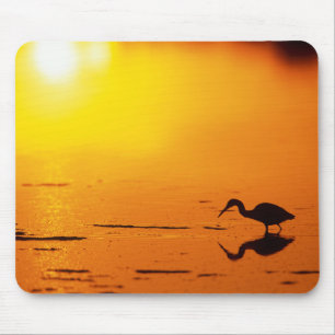 Heron silhouette at sunset, Florida Mouse Pad