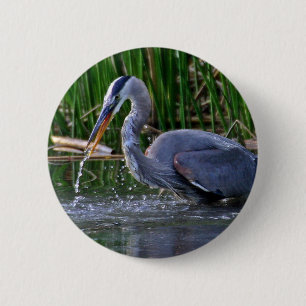 Heron Splash 6 Cm Round Badge