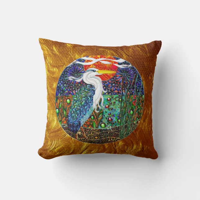Heron tropical geometric metallic collage II Cushion (Front)
