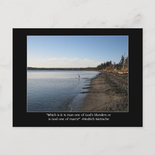 Heron with Nietzsche Quote Postcard (Front)