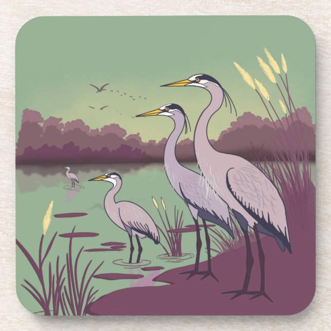 Herons by the Lake Coaster (Front)