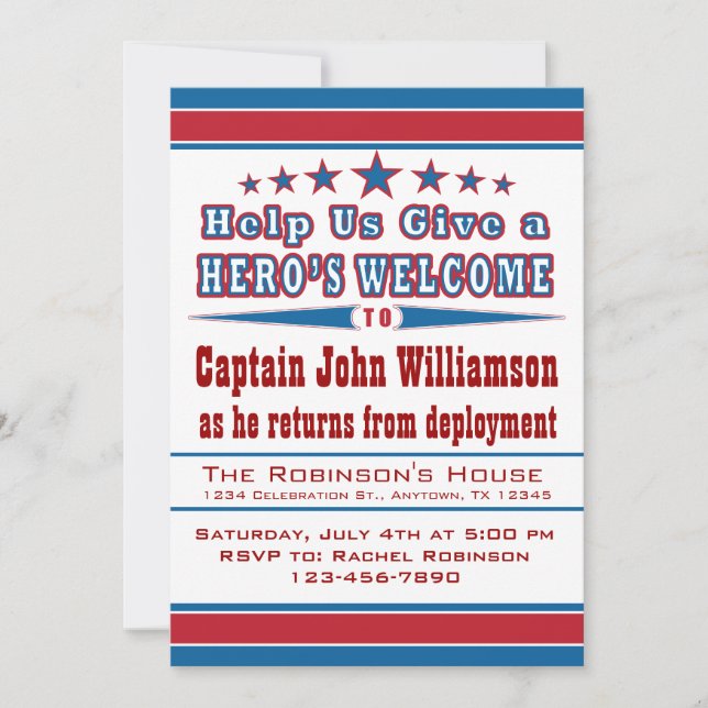 Hero's Welcome Military Welcome Home Invitation (Front)