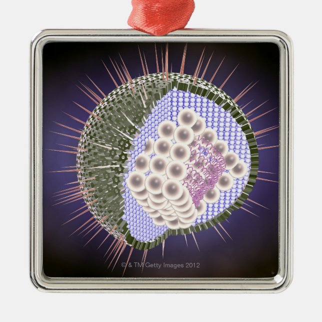 Herpes Virus Structure 2 Metal Tree Decoration (Front)