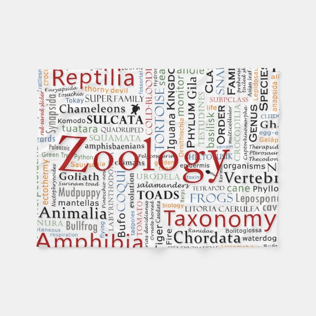 Herpetology in Typography Fleece Blanket (Front (Horizontal))