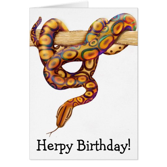 Herps Happy Birthday Rainbow Boa Snake Card