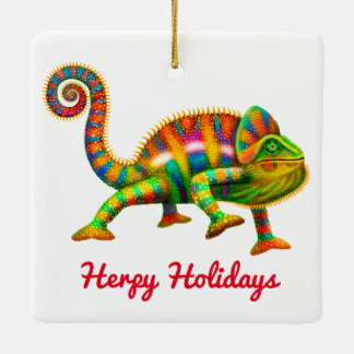 Herpy Holidays Chameleon Ornament