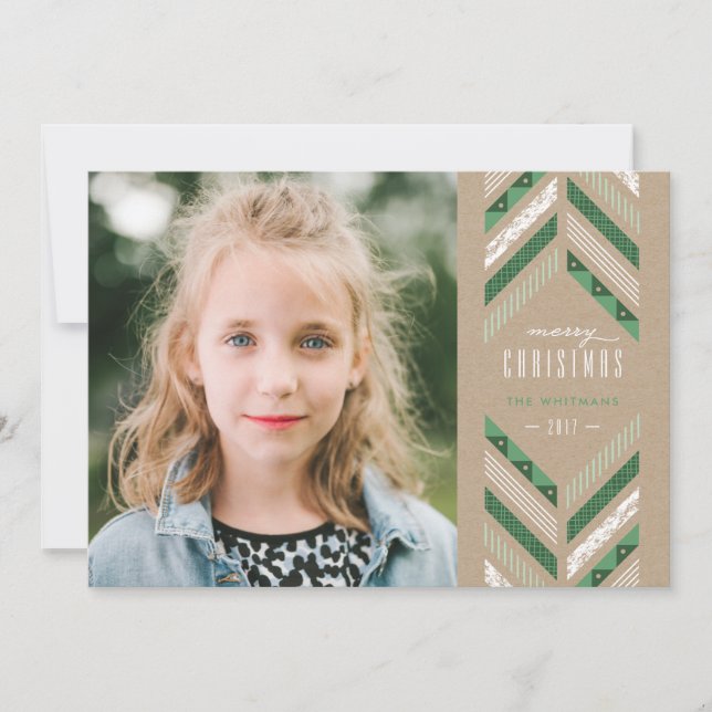 Herringbone Band Holiday Card - Clover (Front)