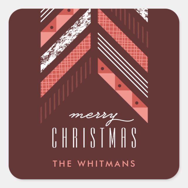 Herringbone Band Holiday Sticker - Maraschino (Front)