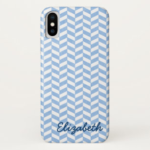 Herringbone Blue White Beach Colours Custom iPhone X Case