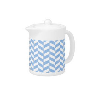 Herringbone Blue White Beach Colours Teapot