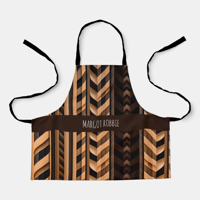Herringbone braided braid Brown Modern Pattern Apron (Front)