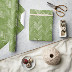 Herringbone Chevron Pattern on Forest Green Wrapping Paper