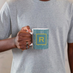 Herringbone Chevron Pattern Turquoise Personal Coffee Mug