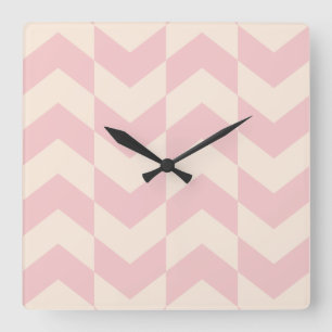 Herringbone Pattern Blush Pink Clock
