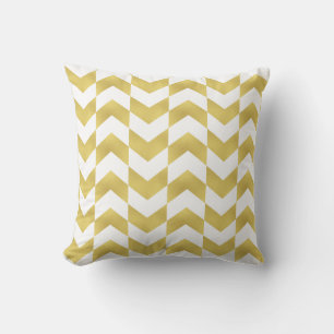 Herringbone Pattern Gold & White Pillow