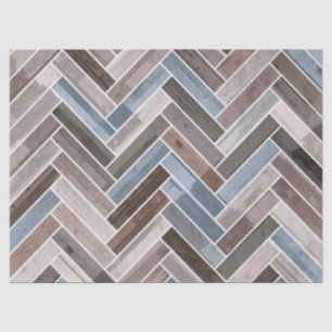 Herringbone Pattern in Blue Brown Grey Tissue Paper