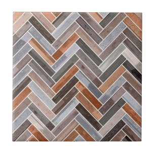 Herringbone Pattern in Earthen Rock Colours Ceramic Tile