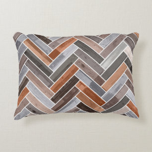 Herringbone Pattern in Earthen Rock Colours Decorative Cushion