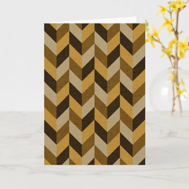 Herringbone pattern in golden & brown card (Yellow Flower)
