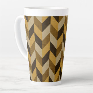 Herringbone pattern in golden & brown latte mug