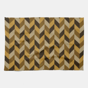 Herringbone pattern in golden & brown tea towel