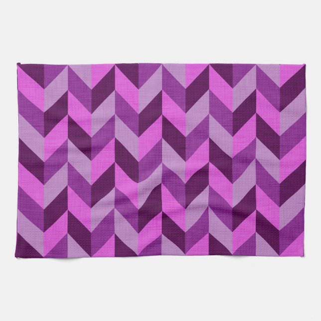 Herringbone pattern in purple tea towel (Horizontal)