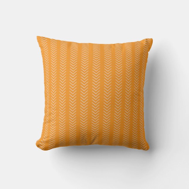 Herringbone Pattern Orange Fall / Autumn  Cushion (Front)